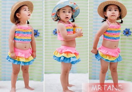 cover-ups Swimsuit girl swimming suit for kids swimwear with hat  Children Swimsuit swimming dress 1006#