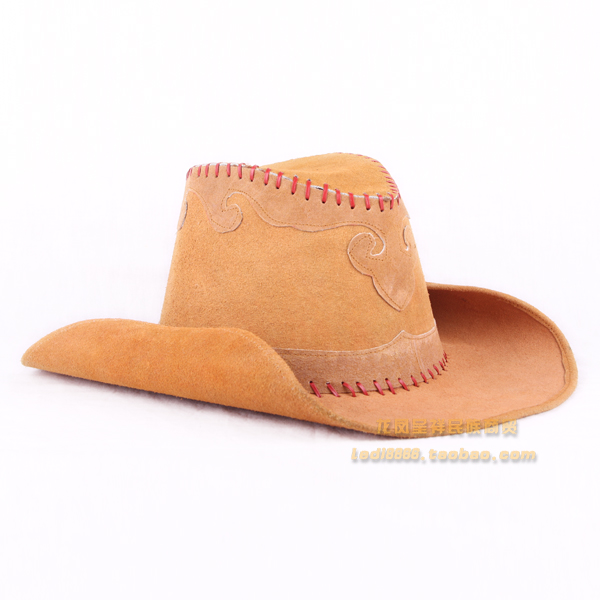 Cowboy hat 100% leather hat genuine leather large brim hat sunbonnet general