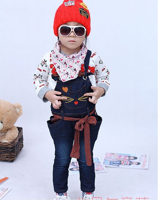 Cowboy overalls child trousers female trousers baby open files autumn paragraph overalls coogan cowboy