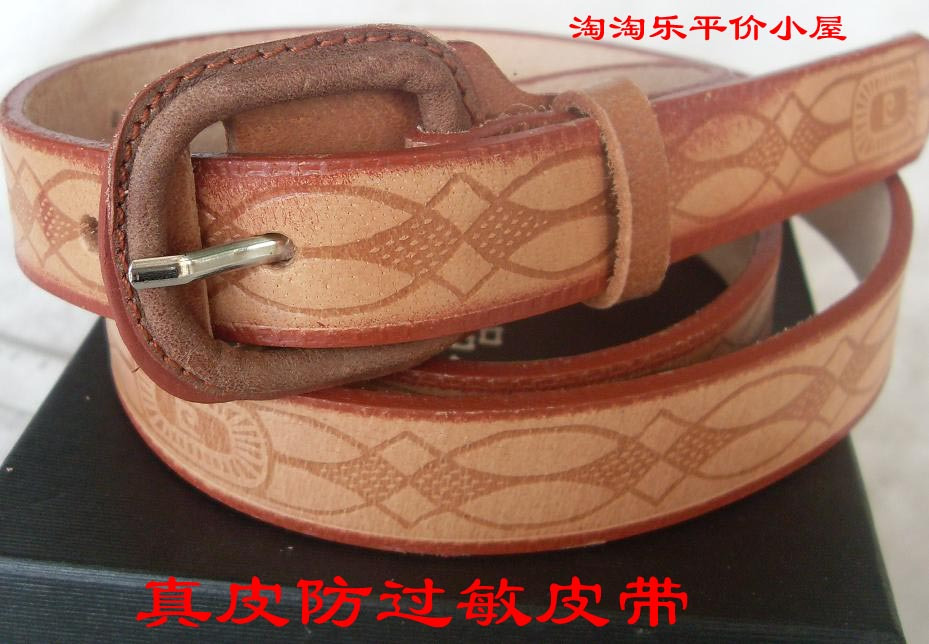 Cowhide anti-allergic strap anti-allergic belt women's pin buckle genuine leather strap Women