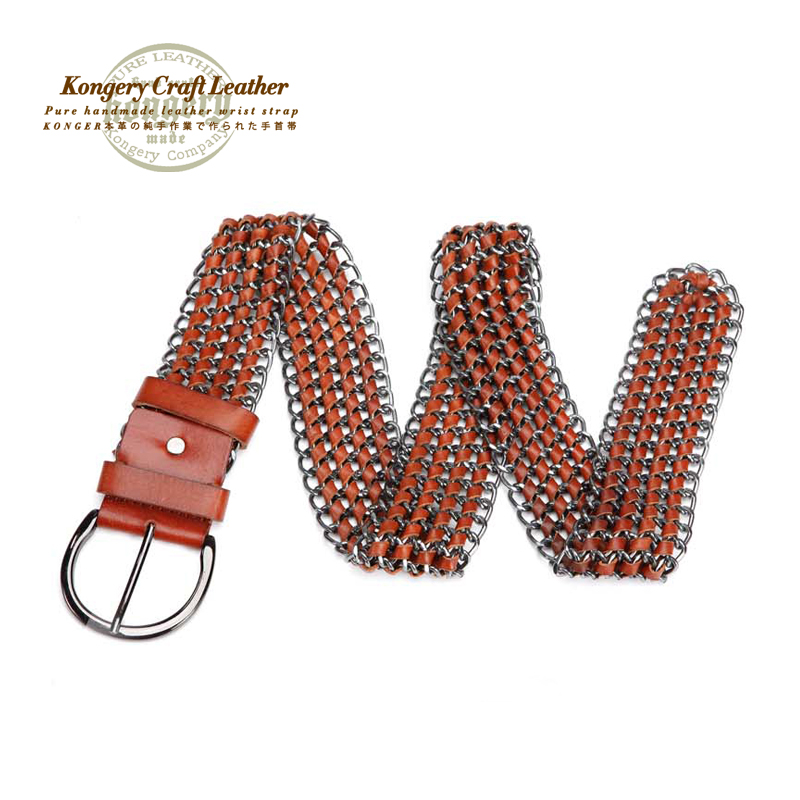 Cowhide belt chains women's genuine leather strap cummerbund belt chromophous women's trend accessories