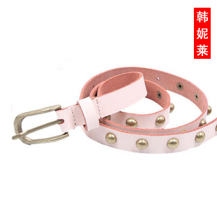 Cowhide belt rivet belt genuine leather fashion women's strap all-match strap np0001