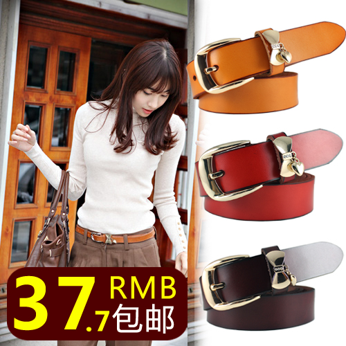 Cowhide belt women's casual genuine leather all-match women's pin buckle strap female belt (BL006)