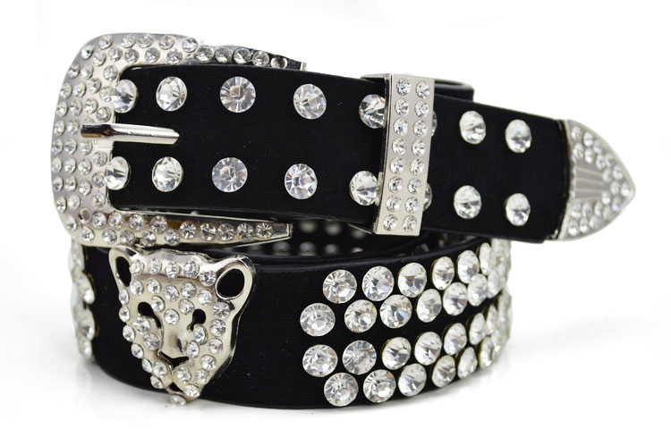 Cowhide female strap genuine leather women's belt rhinestone luxury fashion belt Women all-match pin buckle