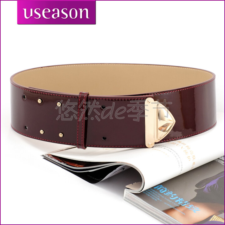 Cowhide japanned leather ultra wide women's belt slim genuine leather female cummerbund quality women's strap (BL003)