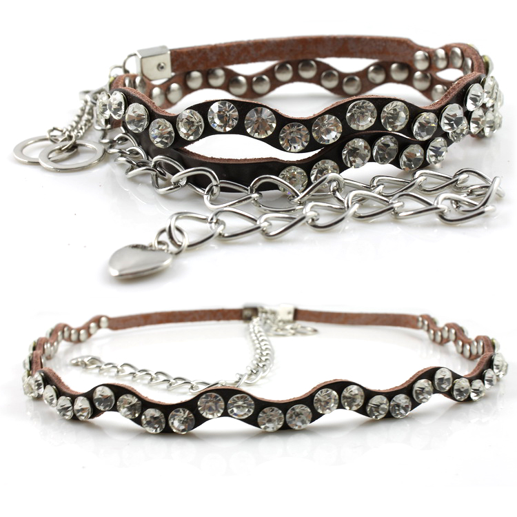 Cowhide rhinestone belt women's fashion genuine leather all-match chain Women one-piece dress decoration strap