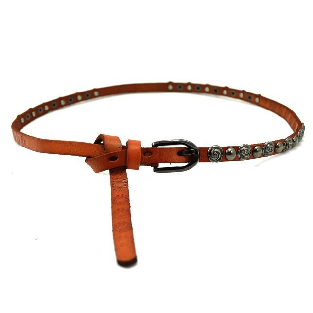Cowhide thin belt decoration genuine leather rivet strap Women all-match tieclasps belt strap