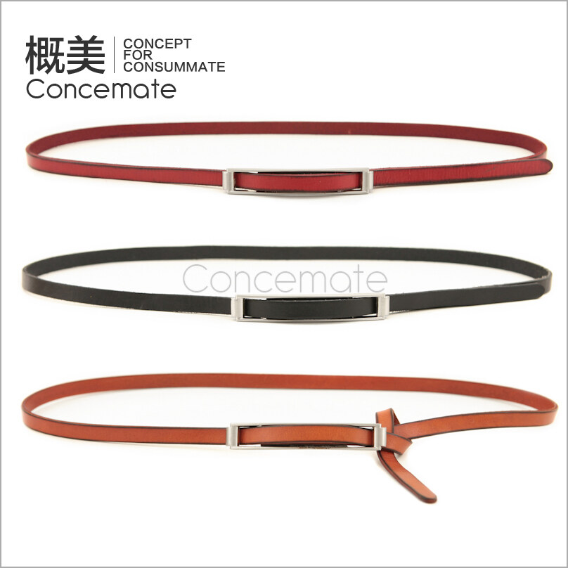 Cowhide thin belt fashion tieclasps decoration women's genuine leather strap personalized all-match c102
