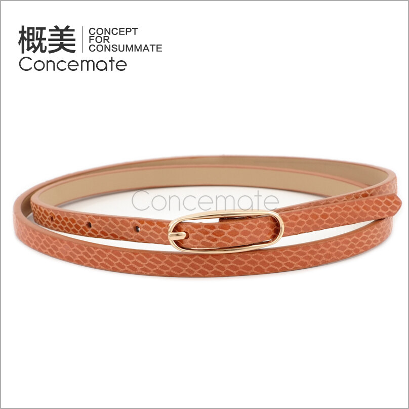 Cowhide thin belt scrub serpentine pattern fashion women's strap tieclasps genuine leather belt c129