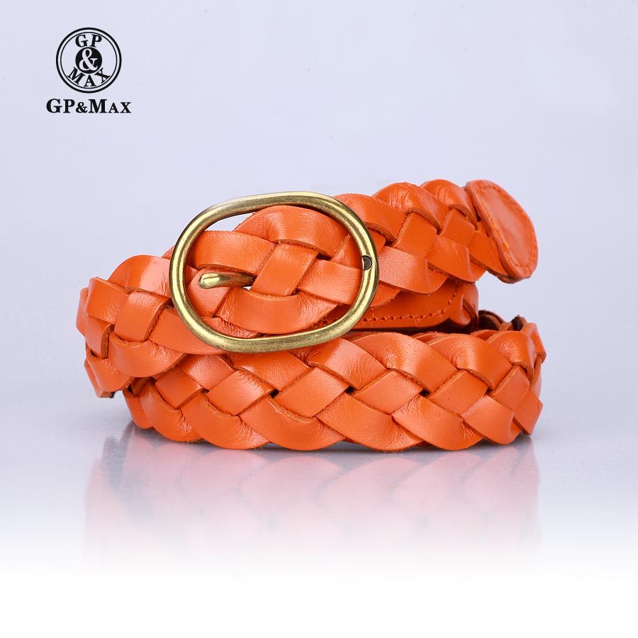 Cowhide women's strap belt female genuine leather fashion all-match decoration orange