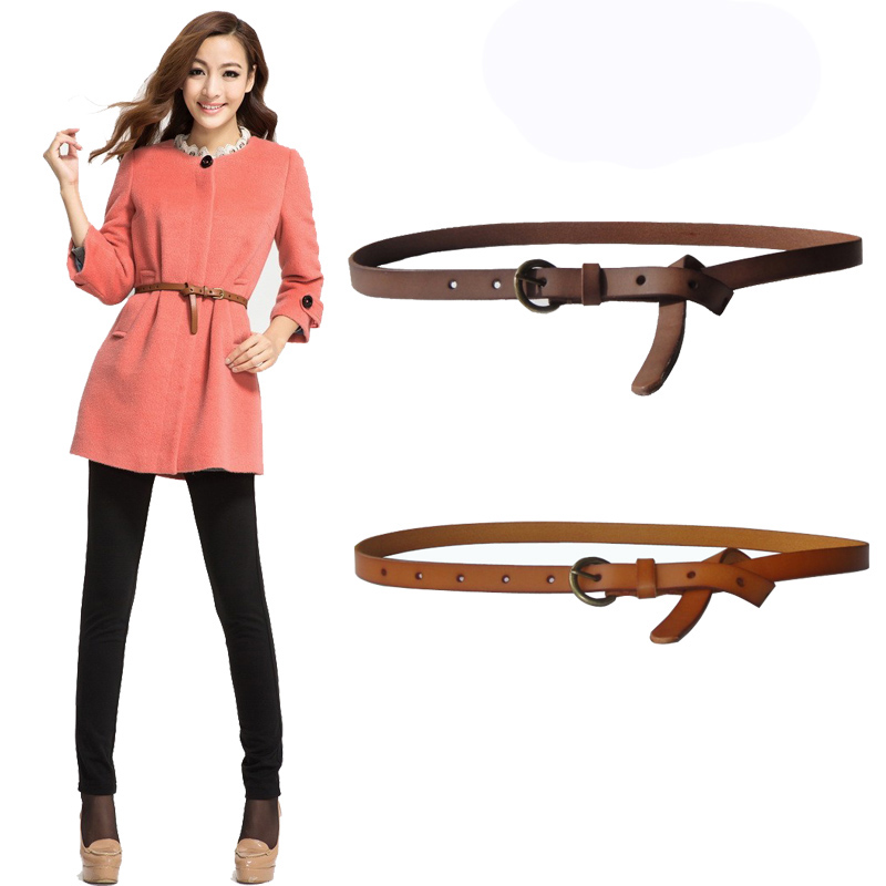 Cowhide women's thin belt decoration tieclasps genuine leather all-match strap Women fashion casual