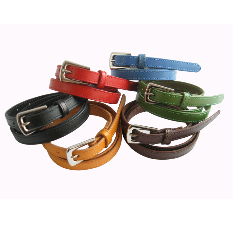 Cowhide women's thin belt tieclasps genuine leather strap fashion all-match decoration belt red