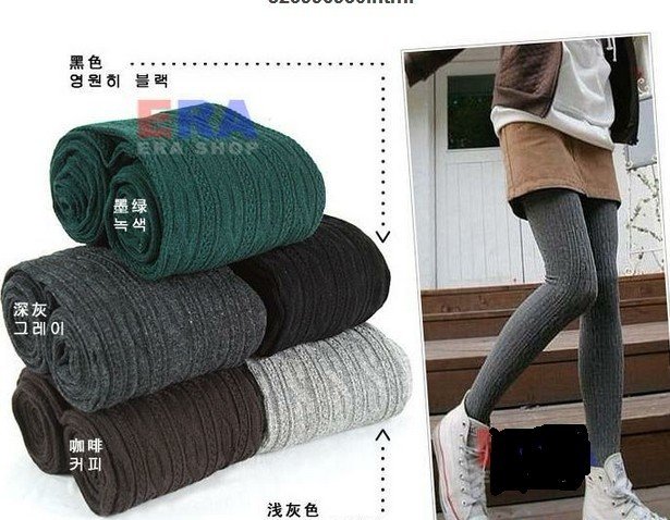 (CPA) Free shipping  wholesale 10prs/lot mixed order women warm tight screw thread cotton pants pure 7color for you choose