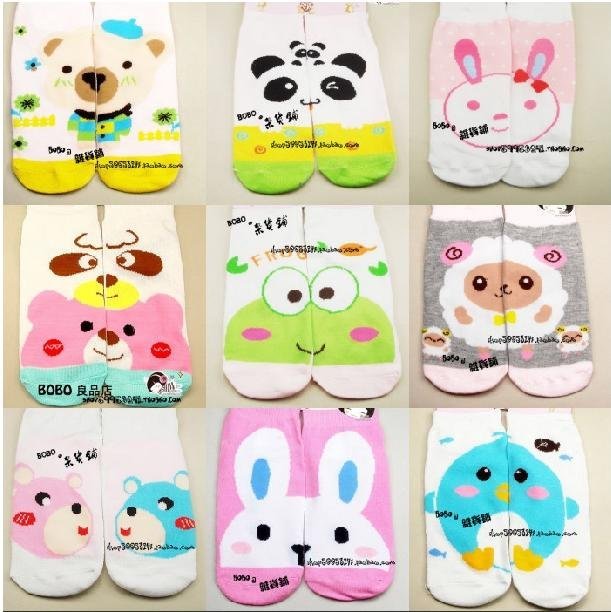 [CPA Free Shipping] Wholesale Fashion Ladies Short Socks / AB Puzzles Cotton Cartoon Multi-color No Show 50 pairs/lot(SM-03)