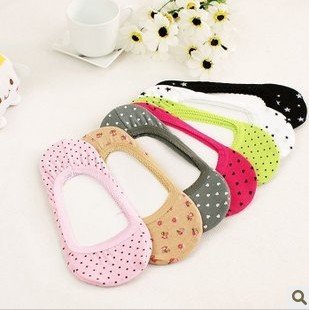 [CPA Free Shipping] Wholesale Fashion Lovely 100% Cotton Sock Slippers / Colorful Ladies No Show 50pair/lot (SM-16)