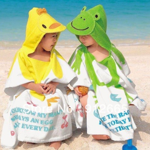 CPAM 4pcs/lot Cartoon animal designer cotton hooded baby bathrobe bath robe infant beach towel kid mantle cape