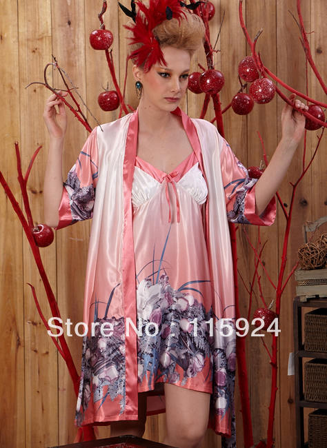 CPAM fashion faux silk, sexy nightgown, robe twinset sleepwear female Free size 83880