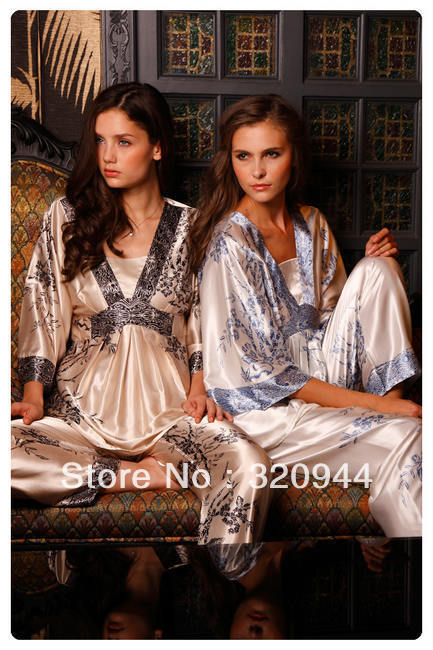 CPAM Shower Robe Women's Pajamas+ pants Sexy Sleeping clothes 2pcs of night dress SZIE M L XL #7508