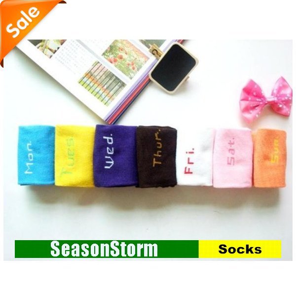 [CPAP Free Shipping] Wholesale Fashion Weekday Socks Fancy From Monday To Sunday / Womens Cotton Socks (SM-40P)