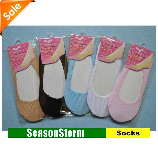 [CPAP Free Shipping] Wholesale Womans Fashion Cotton Invisible Short Socks / Sock Slippers 6 Color 200pair/lot (SM-15P)
