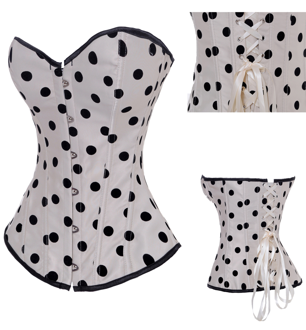 Cream white lace up boned corset busiter lingerie clubwear  factory supplier S-2XL