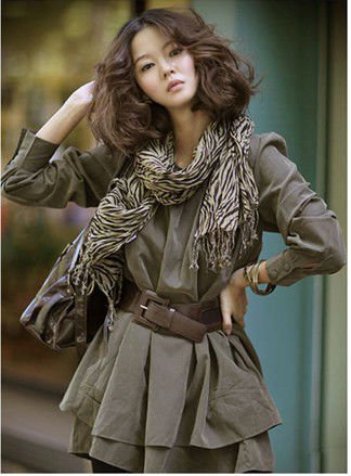 CREW NECK TRENCH COAT PULLOVER WITH BELT(SCARF NOT INCLUDED)  1508