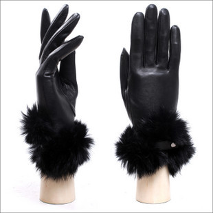 Crievn skin genuine leather gloves high quality rabbit fur sheepskin autumn and winter thermal women's leather gloves