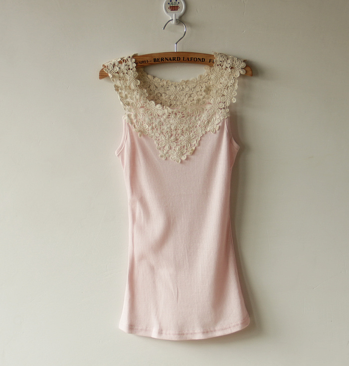Crochet daisy petal lace cutout thread cotton spaghetti strap vest cotton basic small vest female
