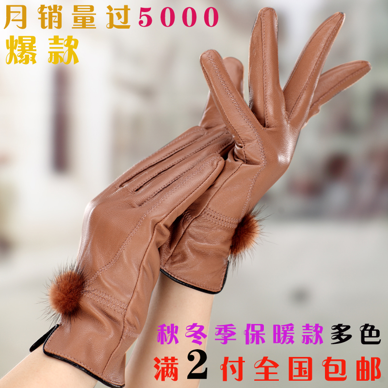 Crocodile genuine leather gloves winter women's thermal sheepskin gloves    Free shipping   x206