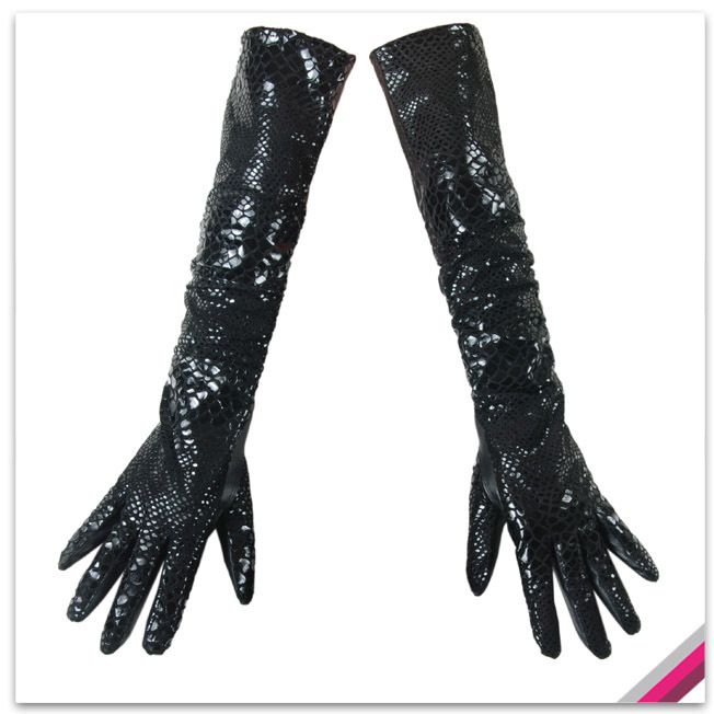 Crocodile women's 50cm design long gloves japanned leather print sheepskin genuine leather gloves