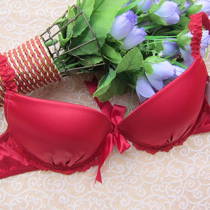 Cubus ch7 red satin luxury noble thin thick lace underwear bra 75d