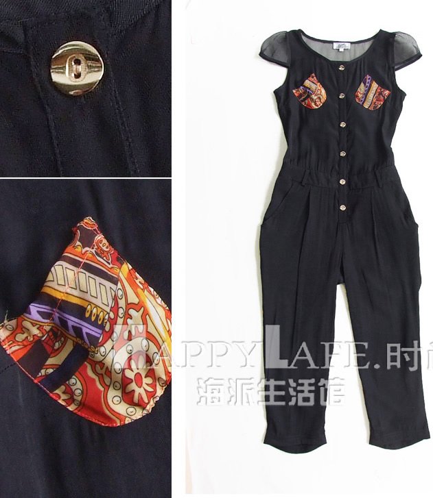 Cuprammonium silk paste cloth jumpsuits harem pants pencil pants Color: Black Orange