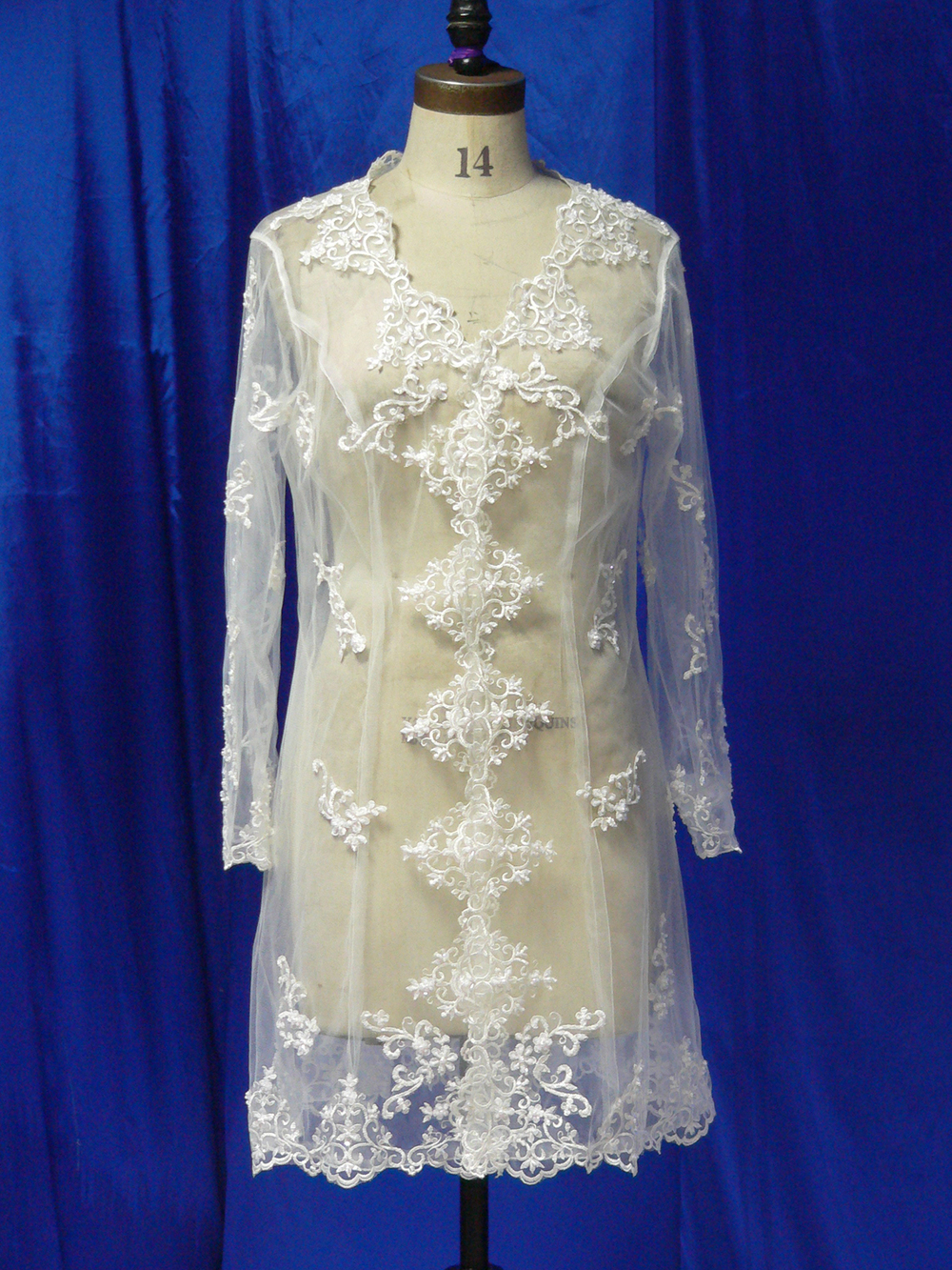Custom Lace Bridal  long Jacket  appliques hot custom