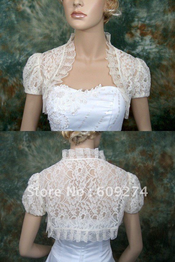 Custom Made 2012 Hot Sale Lace Applique Short Sleeves Bridal Wraps Jackets Gowns Wedding Boleros Shawls Accessory