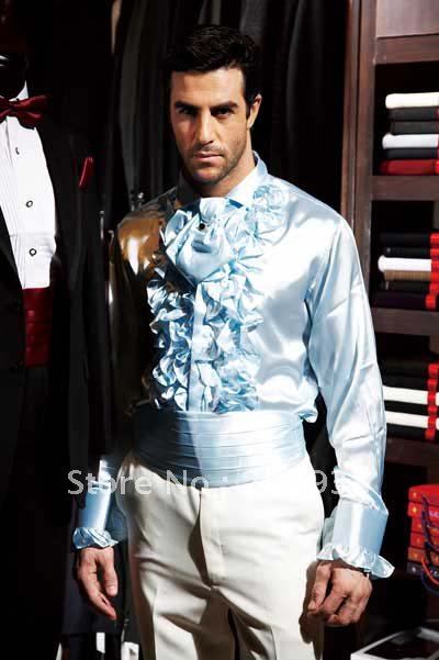 custom-made 2012 light blue groom Chiffon shirts.