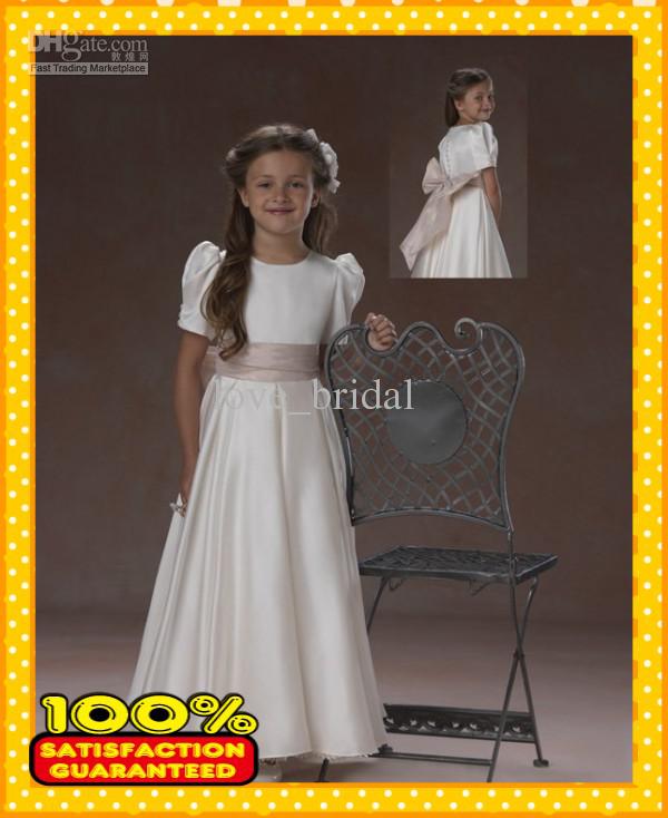 CUSTOM Made A-line Sash Satin Flower Girl Dresses Dress Special Occasion Pageant Wedding Party Sites