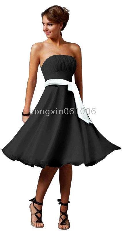 Custom made Black  Women's Cocktail Dresses Short Dresses Empire Mini-Length Style #@11