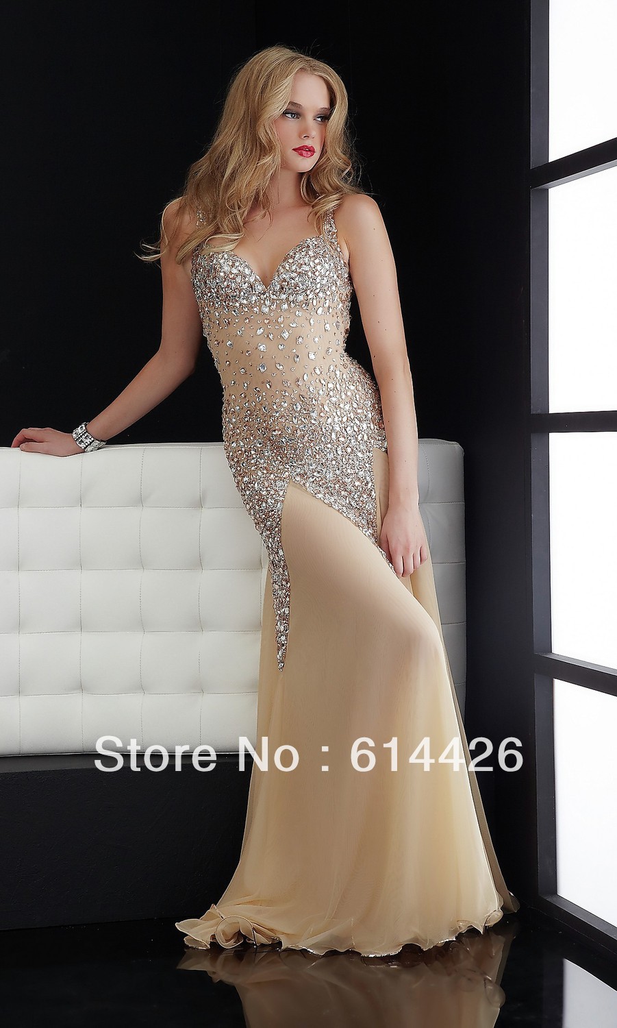 Custom made Crystal Beading Backless Sexy Prom dress Formal evening party dresses gown retail and wholesale