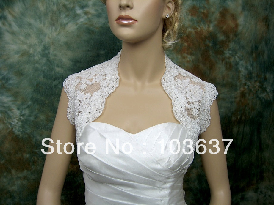 Custom Made  Free Shipping cap Appliques Sleevees wedding jacket  Bridal Jackets Shawl Bridal Wraps  Wedding Accessories