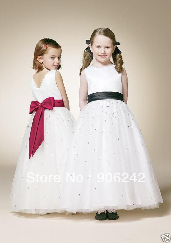 Custom Made Ivory A-Line Princess Skirt  Newest Bridal Flower Girl Dress With Bowknot LR-C914