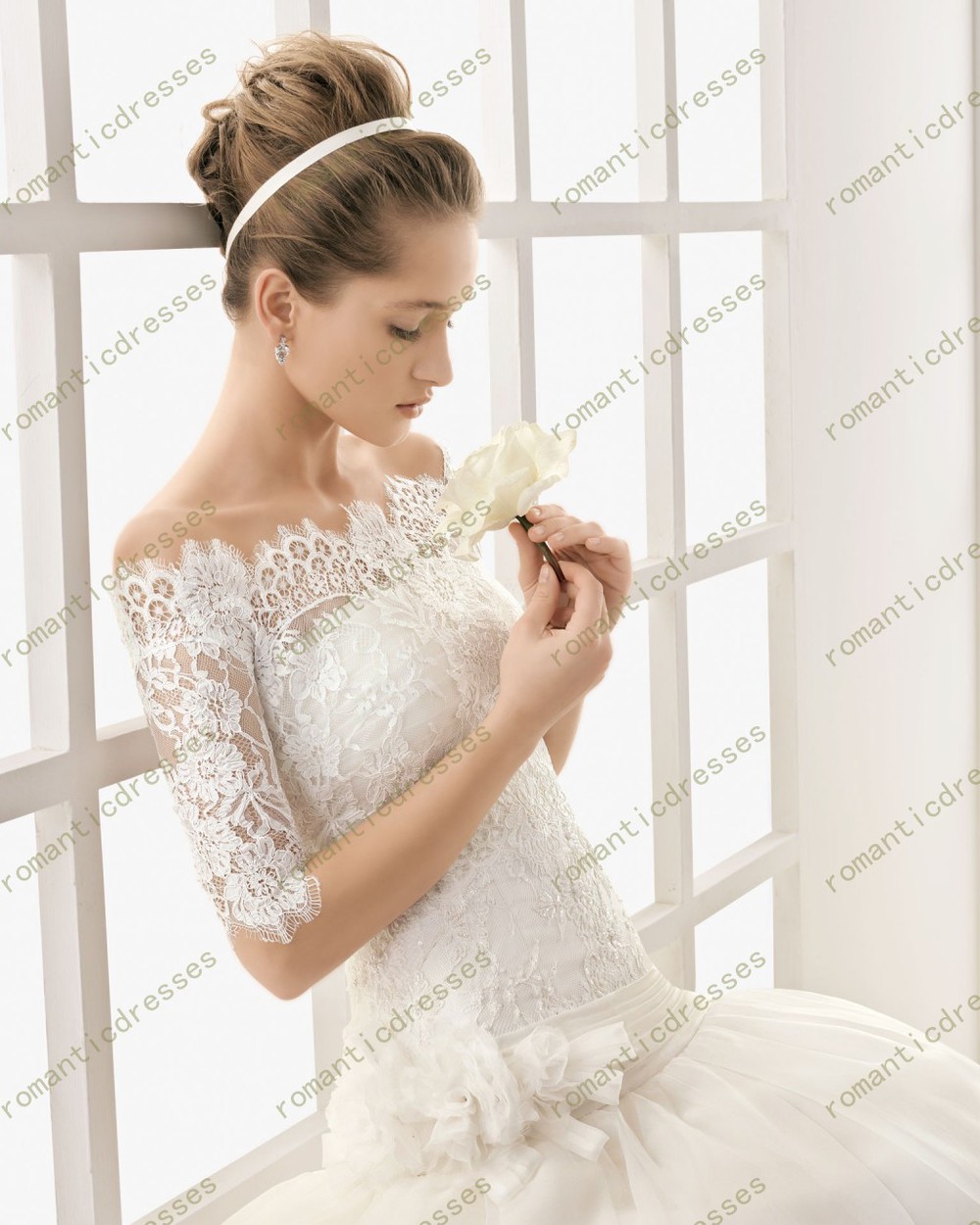 Custom made Lace See Through Half Sleeve Off Shoulder Wedding Jackets 2013New Free Shipping wedding accessory
