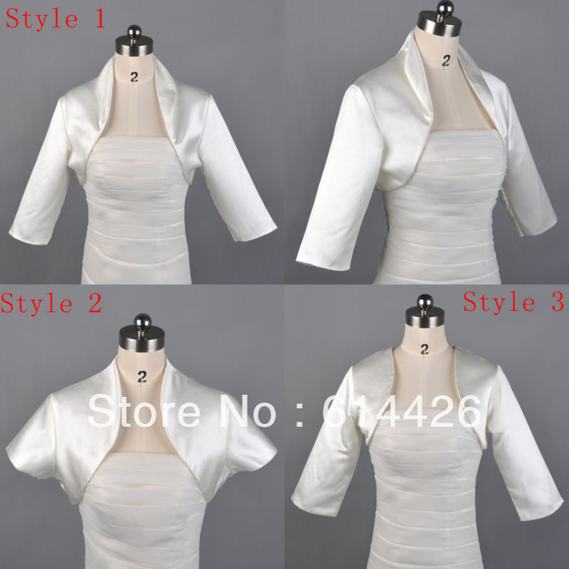 Custom Made  Multi-style ivory/white satin wedding bride jacket shrug bolero coat retail and wholesale