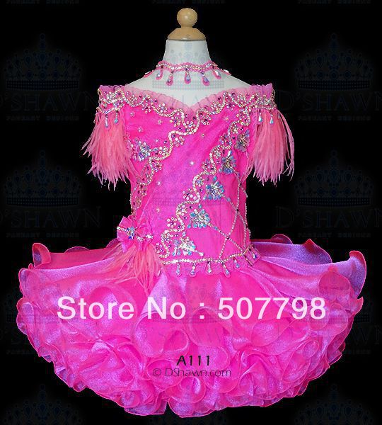 CUSTOM made off the shoulder feather beads sequins flower girl cupcake dress