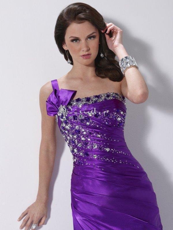 Custom-Made One Shoulder Beaded 2012 Prom Dress Satin  Prom Dress Gowns Sequins