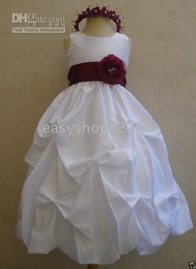 Custom-made purple flowert girl party dress/gown Junior Bridesmaid Dresses AO98