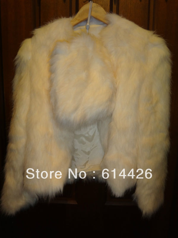 Custom made Super temperament Winter ladies woman Long Sleeve faux fur jacket and muff for wedding outerwear retail wholesale