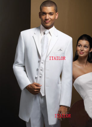 Custom made White Groom tuxedosBest man Suit Wedding Groomsman/Men Suits Bridegroom (Jacket+Pants+Tie+Waistcoat)