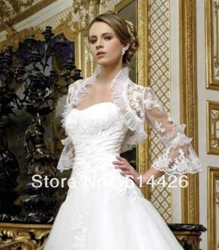Custom made white/ivory 3/4 Sleeve Lace wedding/bridal jacket/bolero/wrap/shrug retail and wholesale