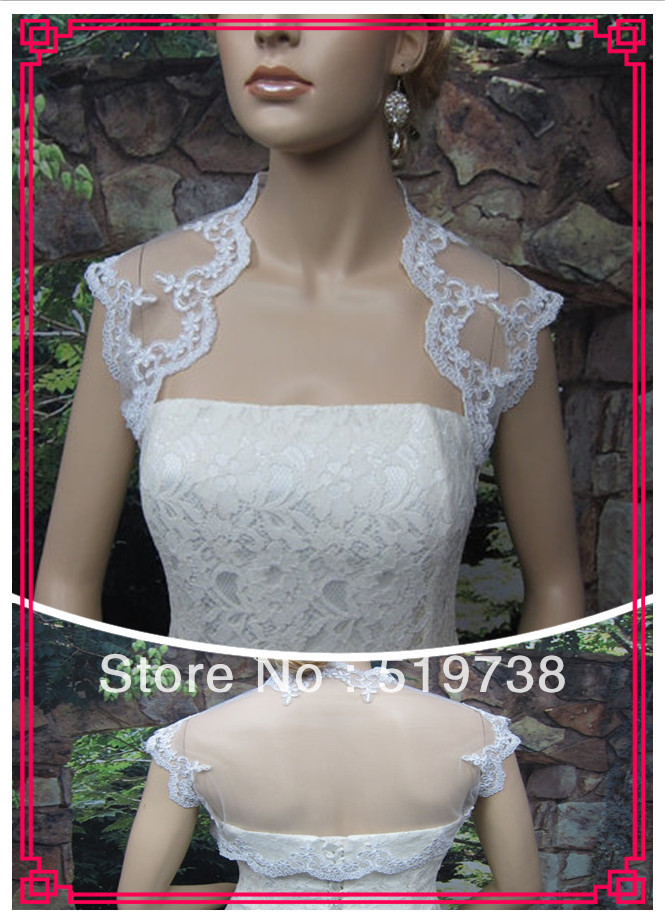 Custom Made White Ivory Tulle with Lace Applique Wedding Boleros and Shrugs