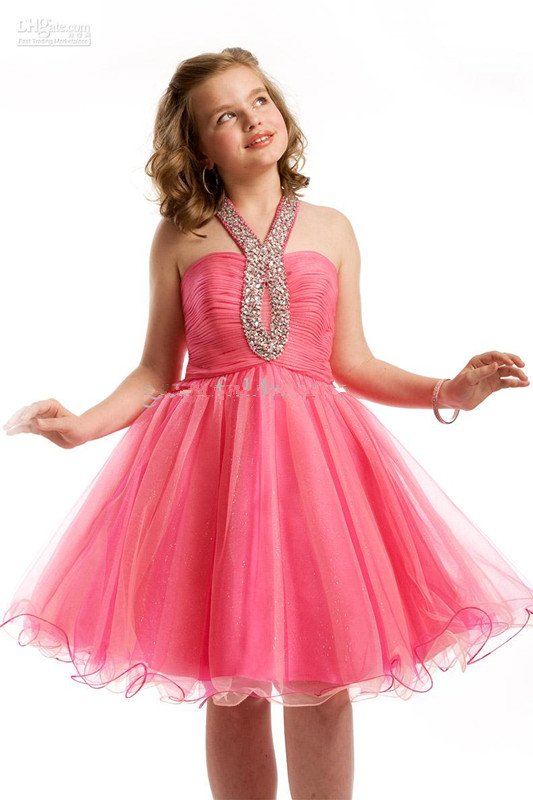 Custom new short a line Pageant dresses kids dresses for weddings pink flower girl dress